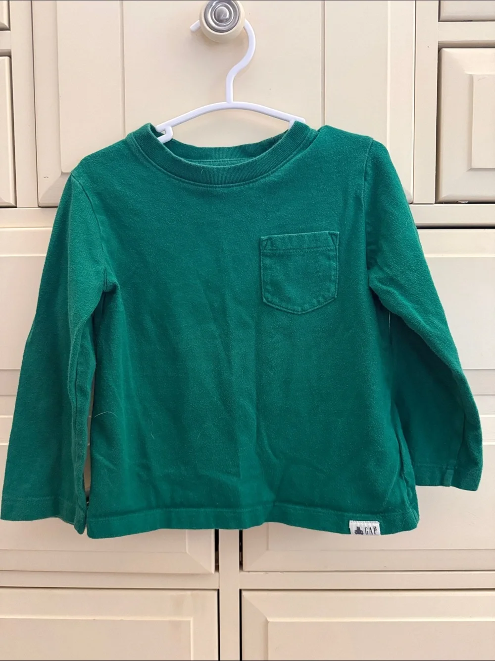GAP Kids Emerald Green Long Sleeve Pocket Tee